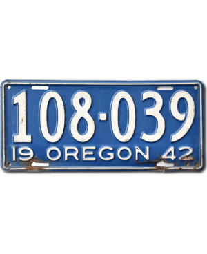 Amerikai rendszám Oregon 1942 Blue 108-039