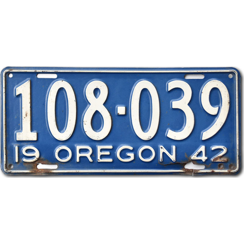 Amerikai rendszám Oregon 1942 Blue 108-039