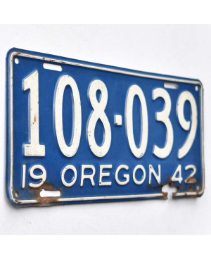 Amerikai rendszám Oregon 1942 Blue 108-039