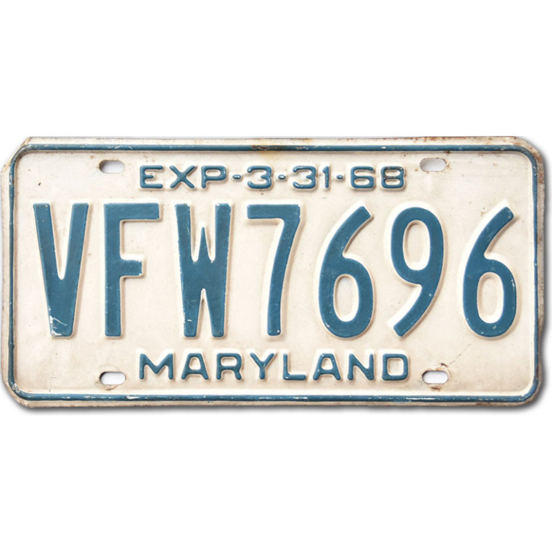 Amerikai rendszám Maryland 1968 Veteran Foreign War 7696