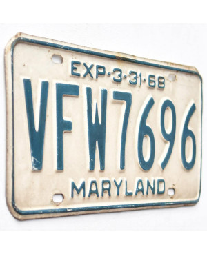 Amerikai rendszám Maryland 1968 Veteran Foreign War 7696
