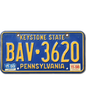 Amerikai rendszám Pennsylvania Keystone BAV-3620