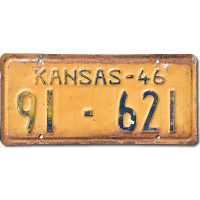 Amerikai rendszám Kansas 1946 Yellow 91-621