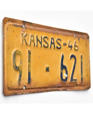 Amerikai rendszám Kansas 1946 Yellow 91-621