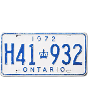 Kanadai rendszám Ontario 1972 White H41 932