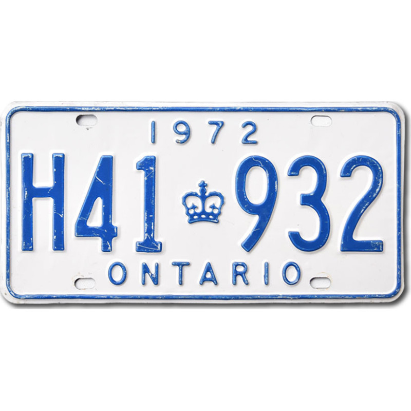 Kanadai rendszám Ontario 1972 White H41 932