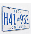 Kanadai rendszám Ontario 1972 White H41 932