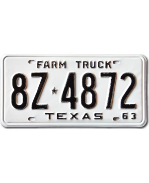 Amerikai rendszám Texas 1963 Farm Truck 8Z-4872