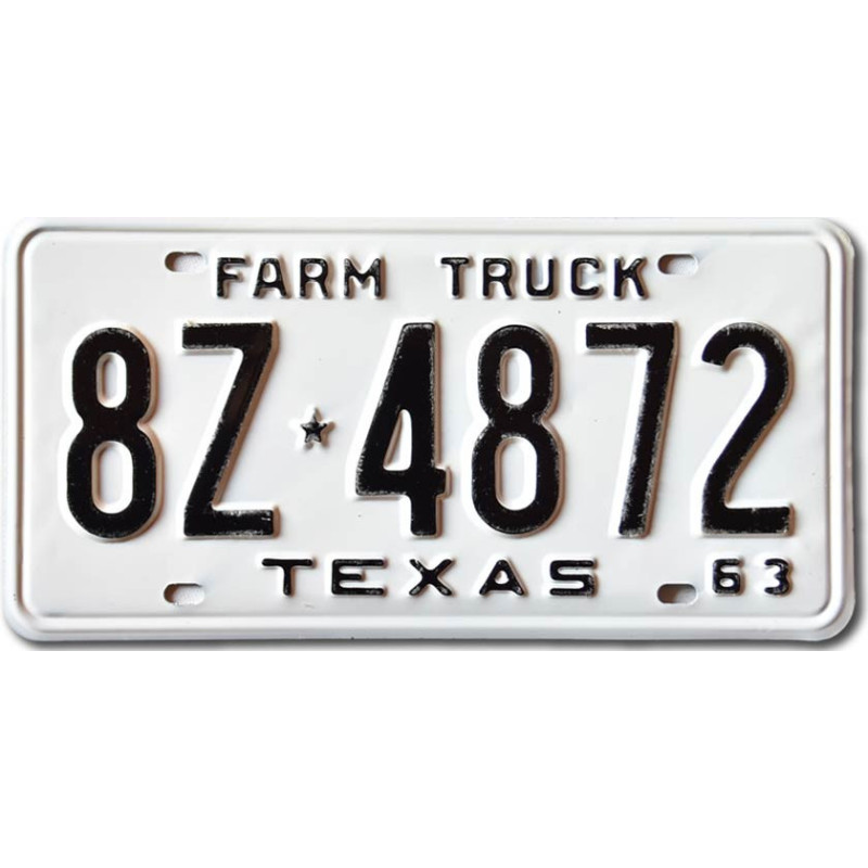 Amerikai rendszám Texas 1963 Farm Truck 8Z-4872