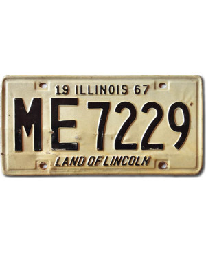 Amerikai rendszám Illinois 1967 Land of Lincoln ME 7229