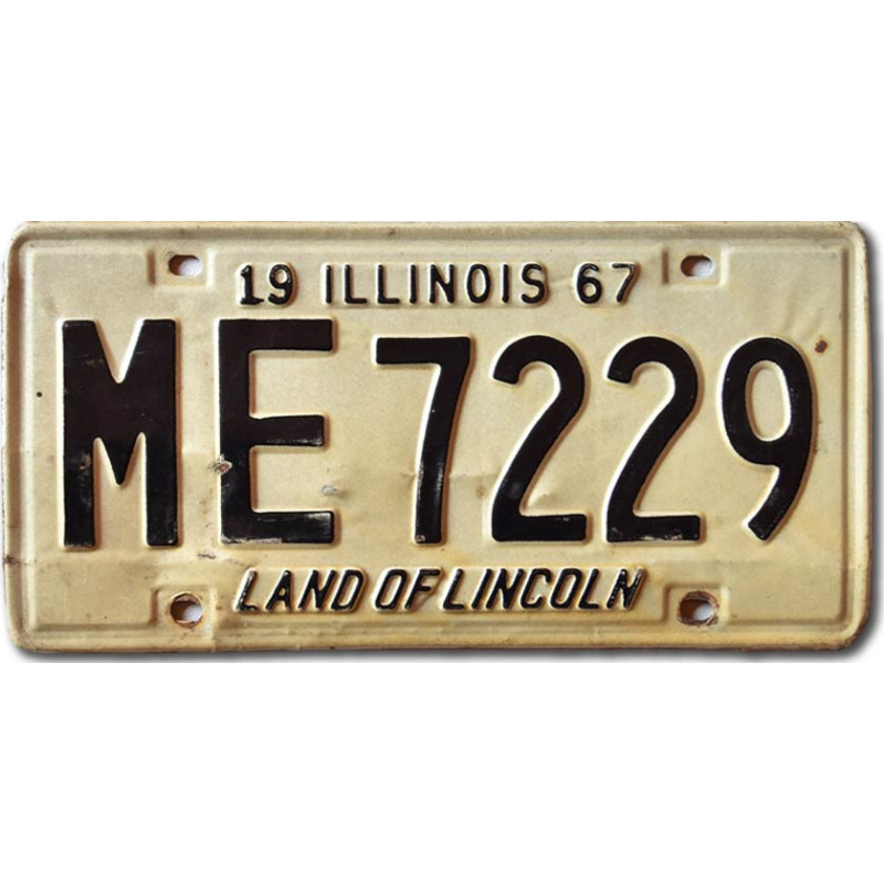 Amerikai rendszám Illinois 1967 Land of Lincoln ME 7229