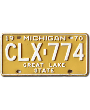 Amerikai rendszám Michigan 1970 Great Lake State CLX-774