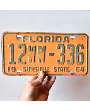 Amerikai rendszám Florida 1964 Orange 12WW-336