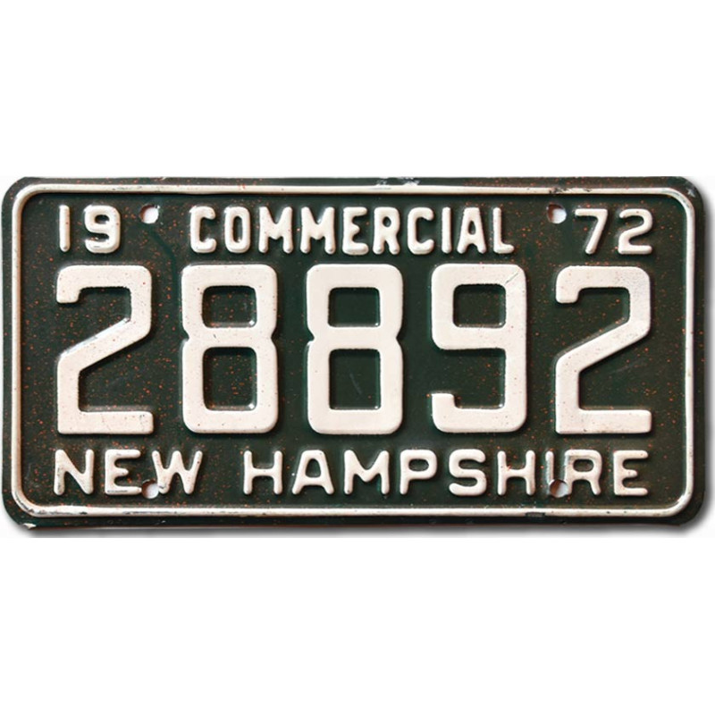 Amerikai rendszám New Hampshire 1972 Commercial 28892