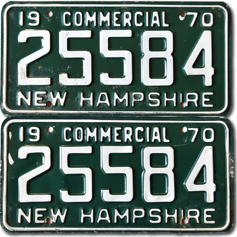 Amerikai rendszám New Hampshire 1970 Commercial 25584 pár