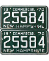 Amerikai rendszám New Hampshire 1970 Commercial 25584 pár