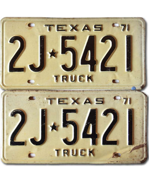 Amerikai rendszám Texas 1971 Truck 2J-5421 pár