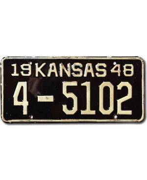 Amerikai rendszám Kansas 1948 Black 4-5102
