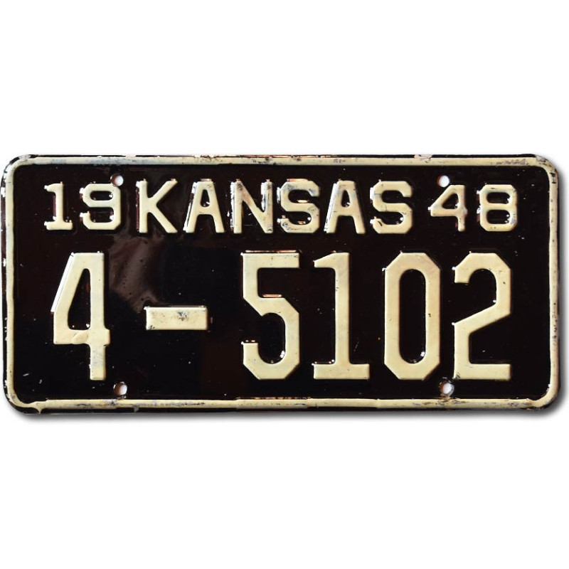 Amerikai rendszám Kansas 1948 Black 4-5102