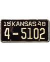 Amerikai rendszám Kansas 1948 Black 4-5102