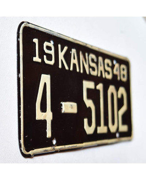 Amerikai rendszám Kansas 1948 Black 4-5102