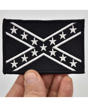 Motoros folt Confederate Black and White 9 cm x 6 cm