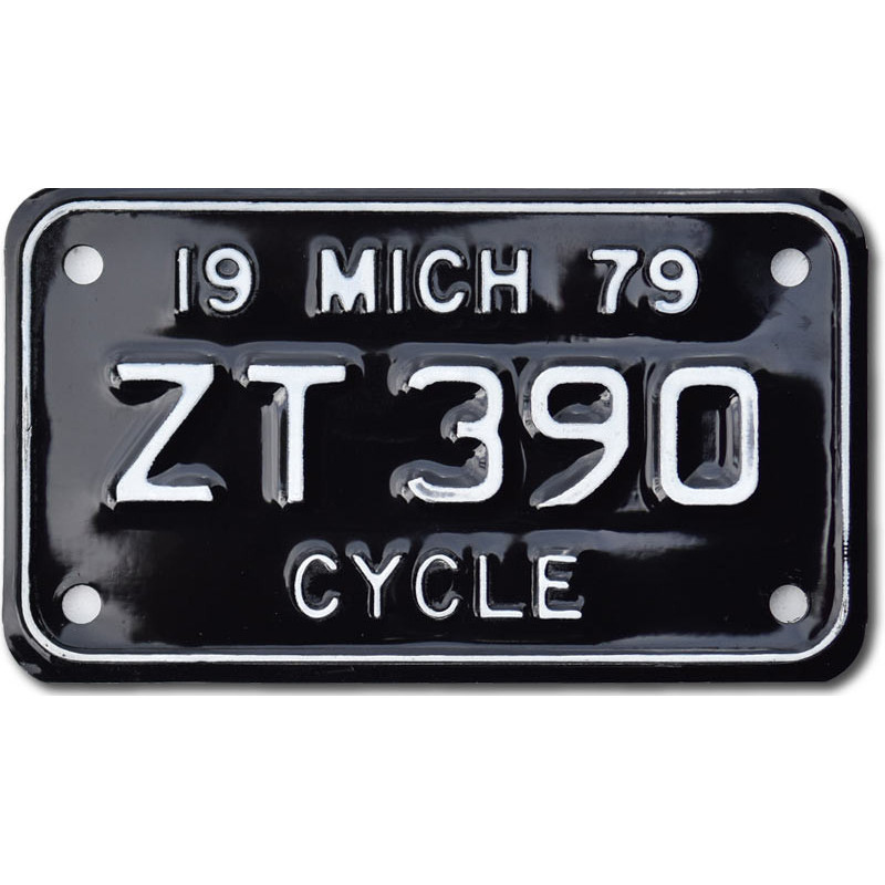 Motoros amerikai rendszám Michigan 1979 Black ZT 390