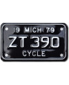 Motoros amerikai rendszám Michigan 1979 Black ZT 390