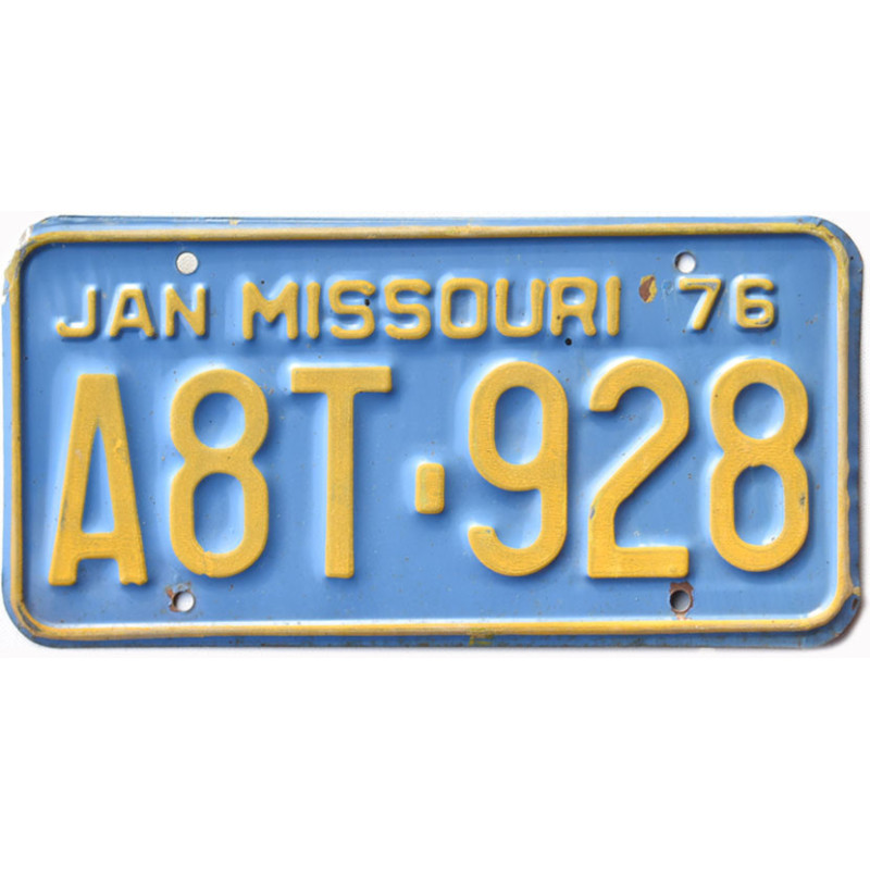 Amerikai rendszám Missouri 1976 Blue A8T-928