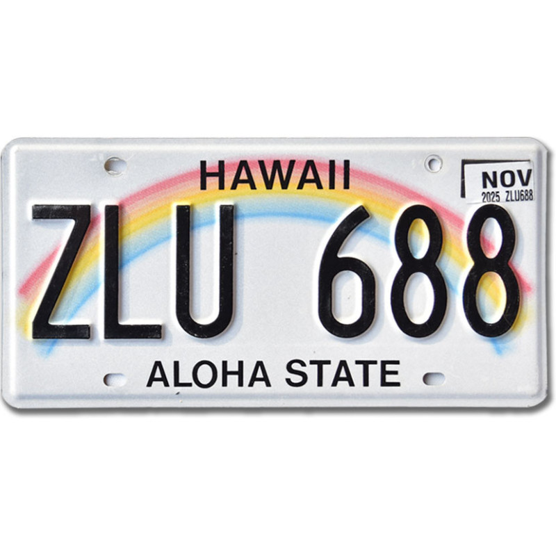 Amerikai rendszám Hawai Rainbow ZLU 688