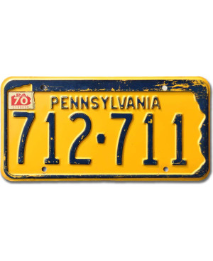 Amerikai rendszám Pennsylvania 1970 Yellow 712-711