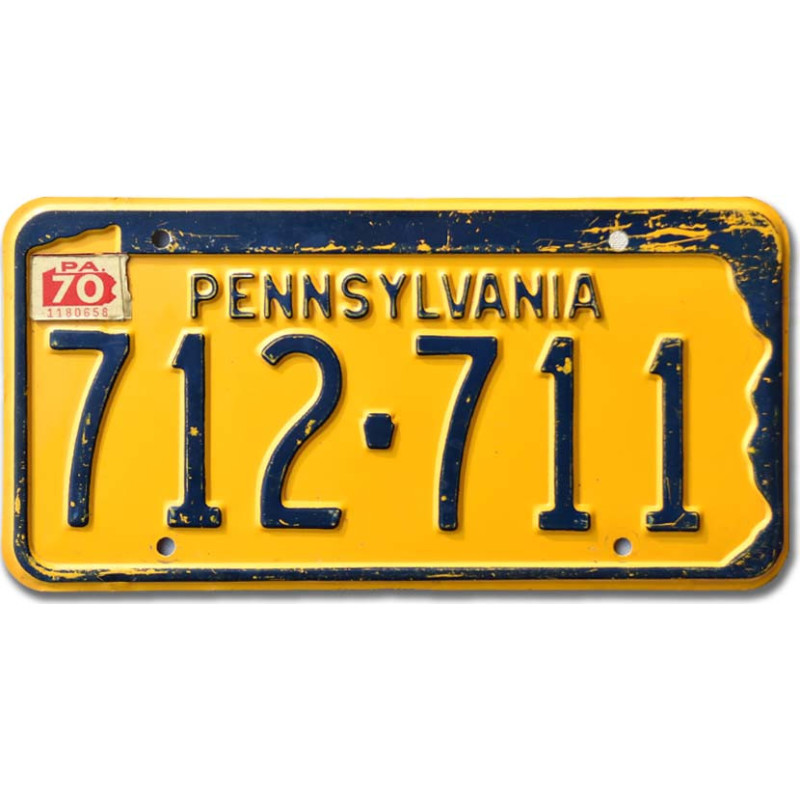 Amerikai rendszám Pennsylvania 1970 Yellow 712-711