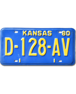 Amerikai rendszám Kansas 1980 Blue D-128-AV