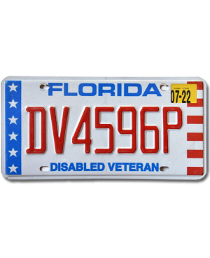 Amerikai rendszám Florida Disabled Veteran DV4596P