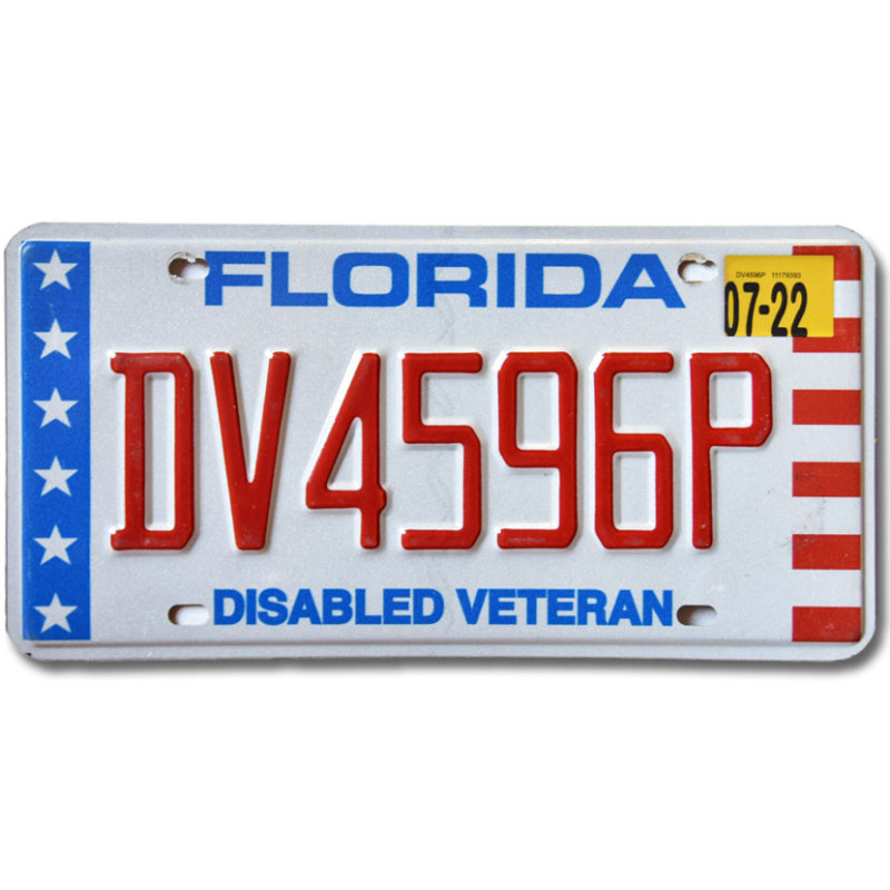 Amerikai rendszám Florida Disabled Veteran DV4596P
