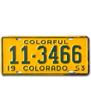 Amerikai rendszám Colorado 1953 Colorful 11-3466