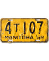 Kanadai rendszám Manitoba 1952 Yellow 4T107