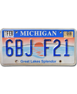 Amerikai rendszám Michigan Great Lakes Splendor 6BJ F21