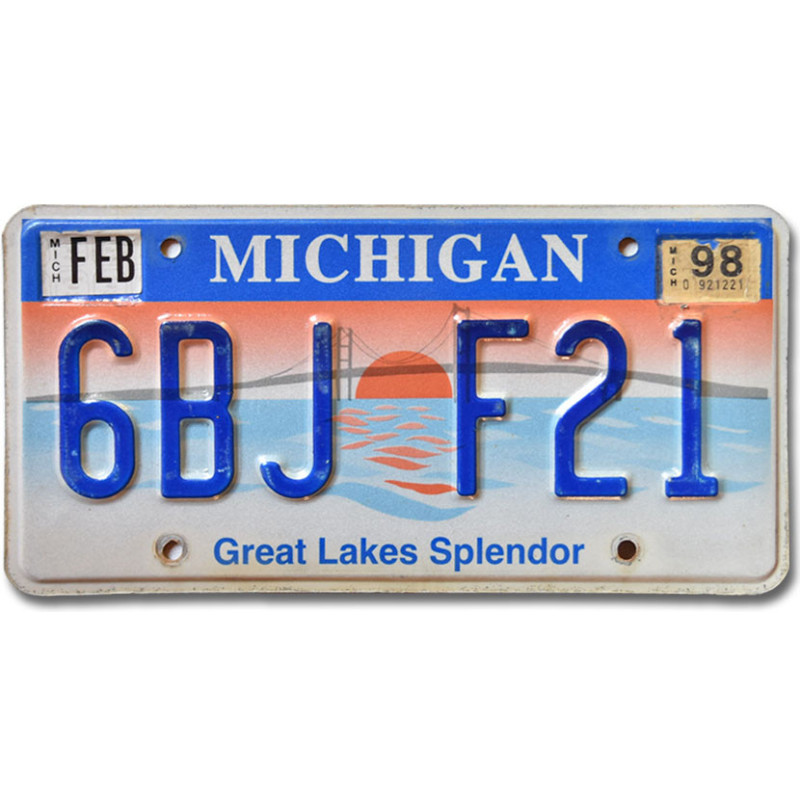 Amerikai rendszám Michigan Great Lakes Splendor 6BJ F21