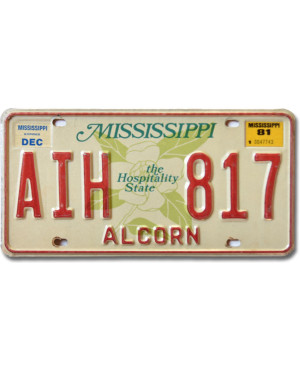 Amerikai rendszám Mississippi Alcorn Hospitality AIH 817