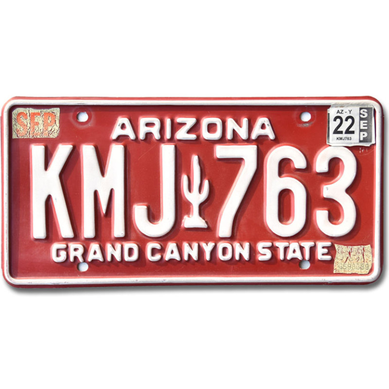 Amerikai rendszám Arizona Red Cactus KMJ 763