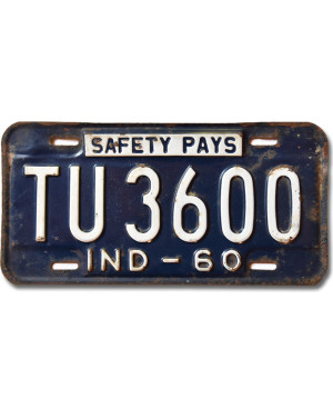 Amerikai rendszám Indiana 1960 Safety Pays TU 3600