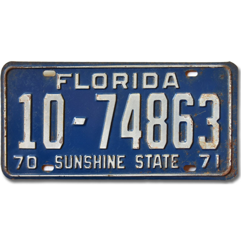 Amerikai rendszám Florida 1970 Sunshine State 10-74863