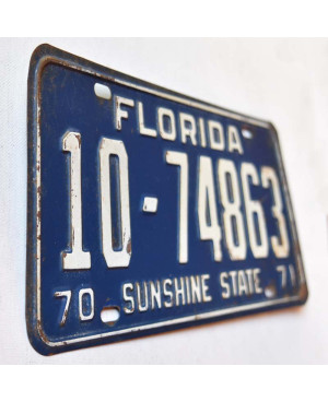 Amerikai rendszám Florida 1970 Sunshine State 10-74863