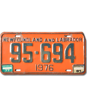 Kanadai rendszám Newfoundland Labrador 1976 Orange 95-694