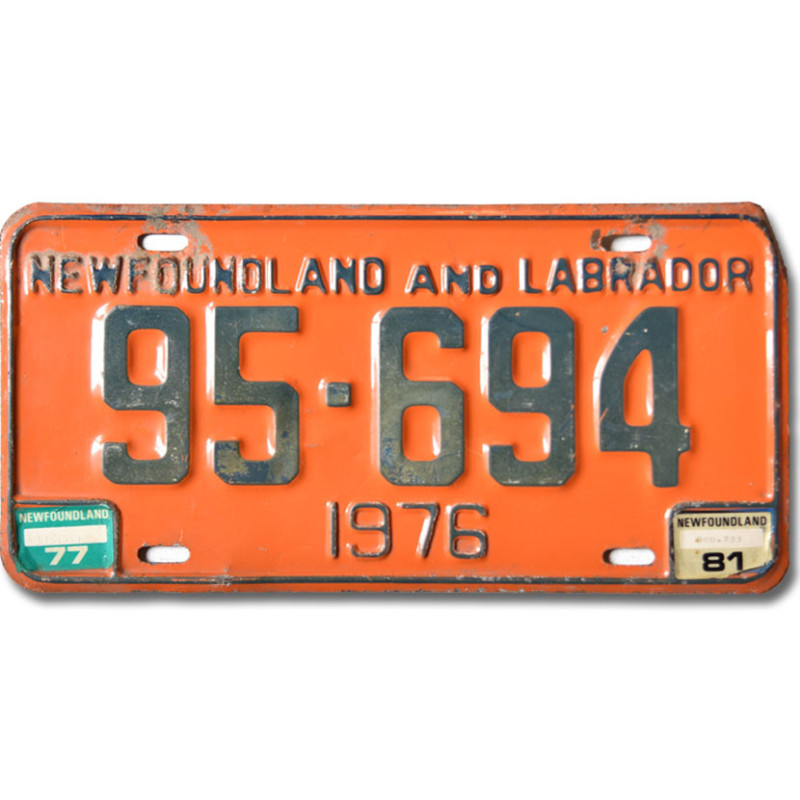 Kanadai rendszám Newfoundland Labrador 1976 Orange 95-694