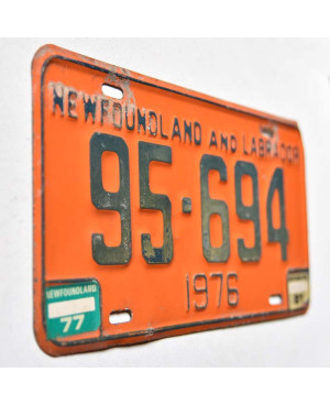 Kanadai rendszám Newfoundland Labrador 1976 Orange 95-694