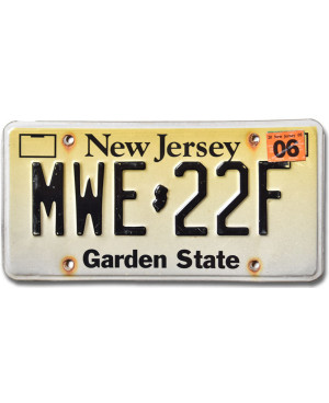 Amerikai rendszám New Jersey Garden State MWE-22F