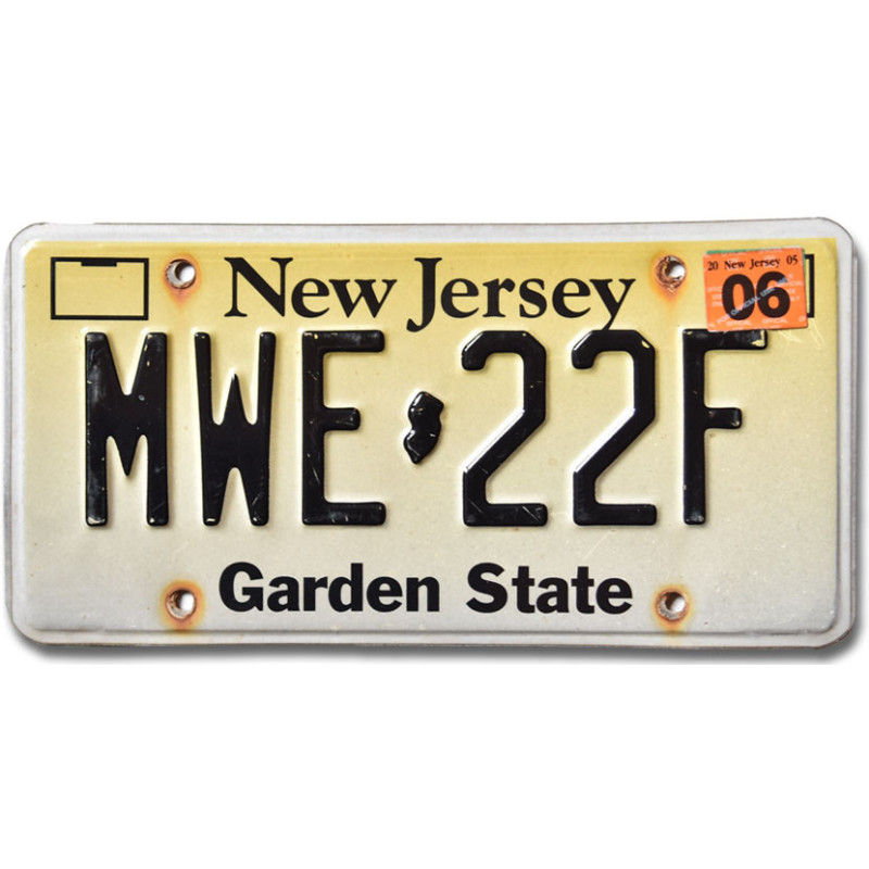Amerikai rendszám New Jersey Garden State MWE-22F