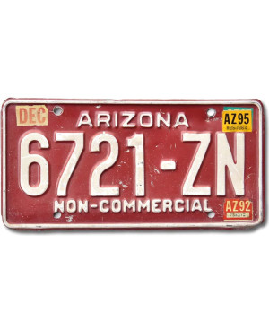 Amerikai rendszám Arizona Red 6721-ZN